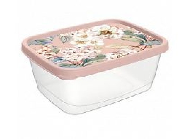 Контейнер для продуктов прямоугольный 1,5л с декором (бежевый)